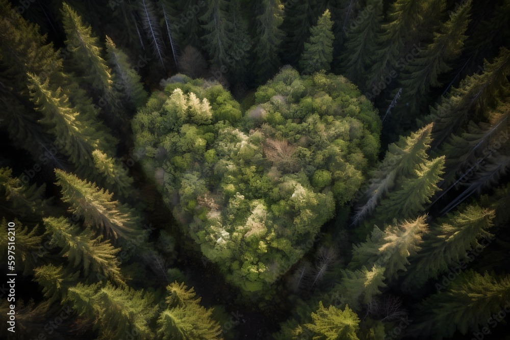 Trees in a heart shape