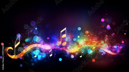 Music notes glossy background. Illustration AI Generative.