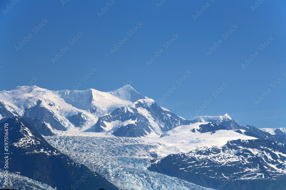 Alaska, mountain landscape with Harvard Glacier in College Fjord 