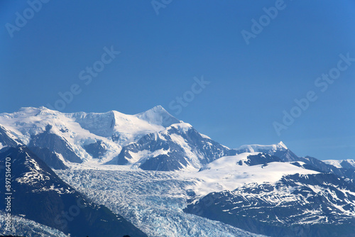Alaska  mountain landscape with Harvard Glacier in College Fjord 