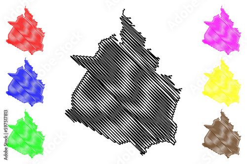 Quixeramobim municipality (Ceará state, Municipalities of Brazil, Federative Republic of Brazil) map vector illustration, scribble sketch Santo Antônio do Boqueirao de or Nova Vila do Campo Maior map