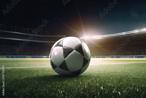 An image of a soccer ball sitting on a perfectly manicu Generative AI 3