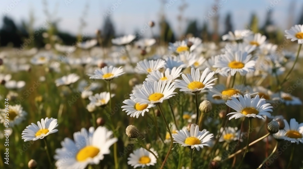 Daisies in a Field with Sunlight (AI Generated)
