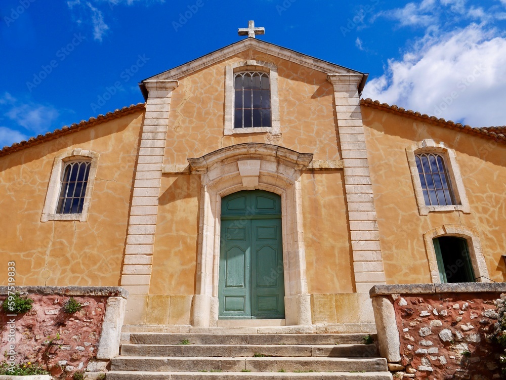 Saint-Michel church in beautiful Roussillon village, Provence, France.
