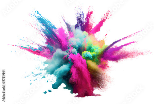 Colorful rainbow holi paint splash, color powder explosion, AI generated image