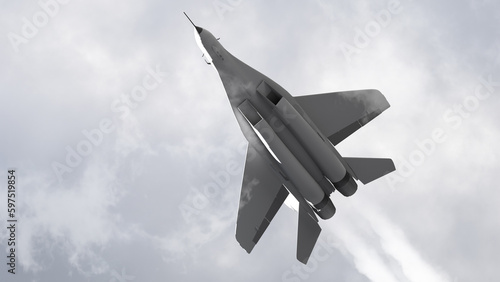 3d render the fighter plane rapidly gains altitude photo