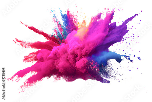 Colorful rainbow holi paint splash, color powder explosion, AI generated image