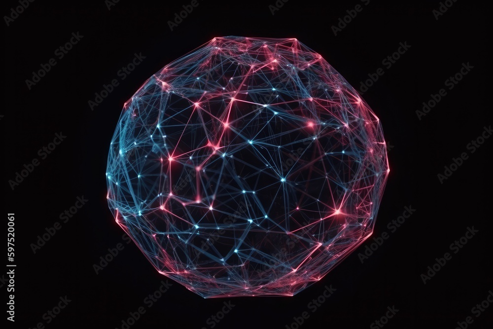 3d illustration of neon dodecahedron with a fiery neon core, surrounded by a web of pulsing neon lines and patterns 3d illustration of neon dodecahedron with a fiery neon core, surrounded by a web of pulsing neon lines and patterns