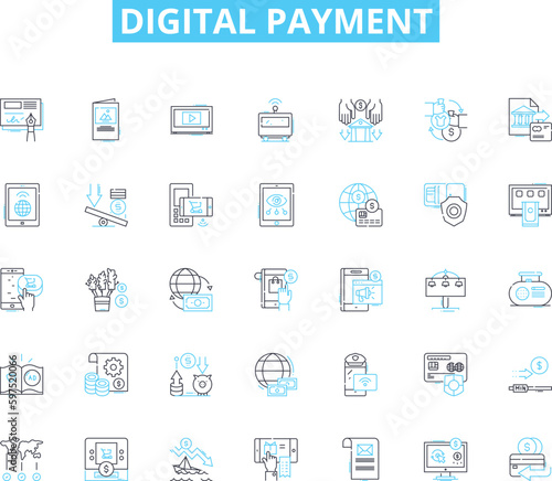 Digital payment linear icons set. Paypal, Venmo, Apple Pay, Google Pay, Bitcoin, Cryptocurrency, Mobile wallet line vector and concept signs. Contactless,E-wallet,Online payment outline Generative AI