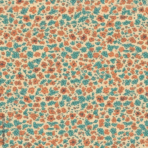 Seamless tileable tiny flowers background pattern