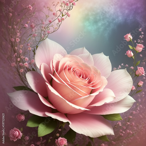 Pink roses. Lush flower bac...