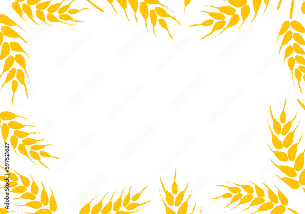 Vector background with yellow wheat. Cute bakery hand-drawn plant flame for banner or poster. Design for printable products. Vector background with yellow wheat. Cute bakery hand-drawn plant flame for banner or poster. Design for printable products.