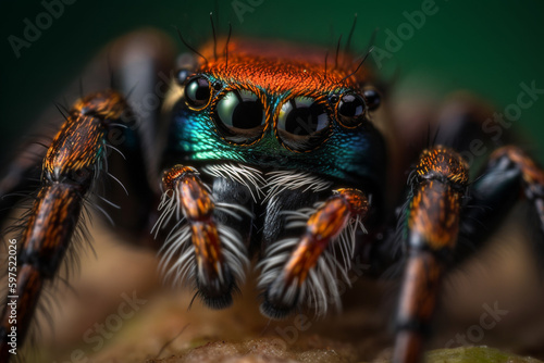 Macro shot of Phidippus regius spider. Ai generative © mualtry002