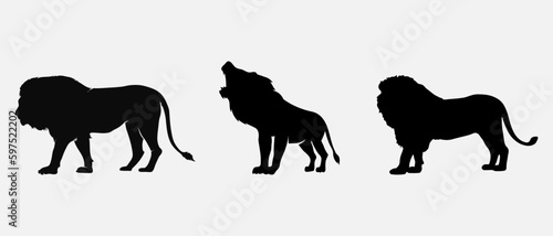 isolated black silhouette of a lion   vector collection