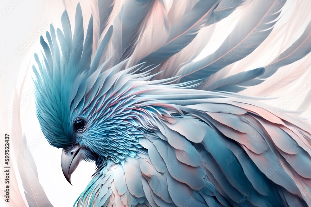 Obraz premium Abstract exotic bird in pastel colors on feathers