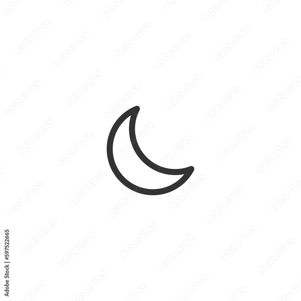 Outline half moon vector icon.