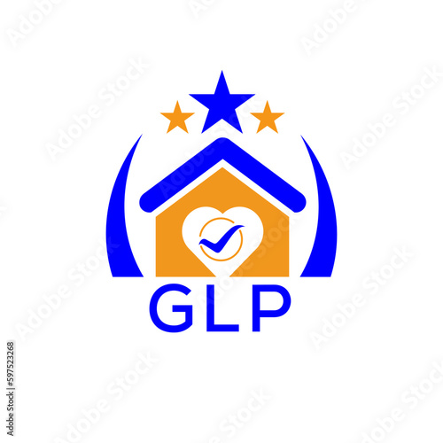 GLP House logo Letter logo and icon. Blue vector image on white background. KJG house Monogram home logo picture design and best business icon. 
