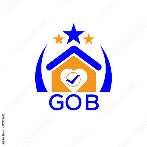 GOB House logo Letter logo and icon. Blue vector image on white background. KJG house Monogram home logo picture design and best business icon. 
