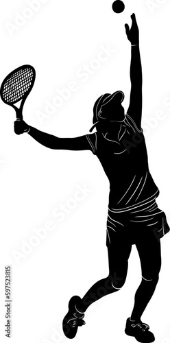 A tennis player silhouette with a racket in her hand