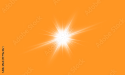 Solar rays.Warm sun on a yellow background. Leto.bliki. 