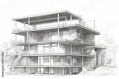 Architectural project house.. sketch of house. Generative AI
