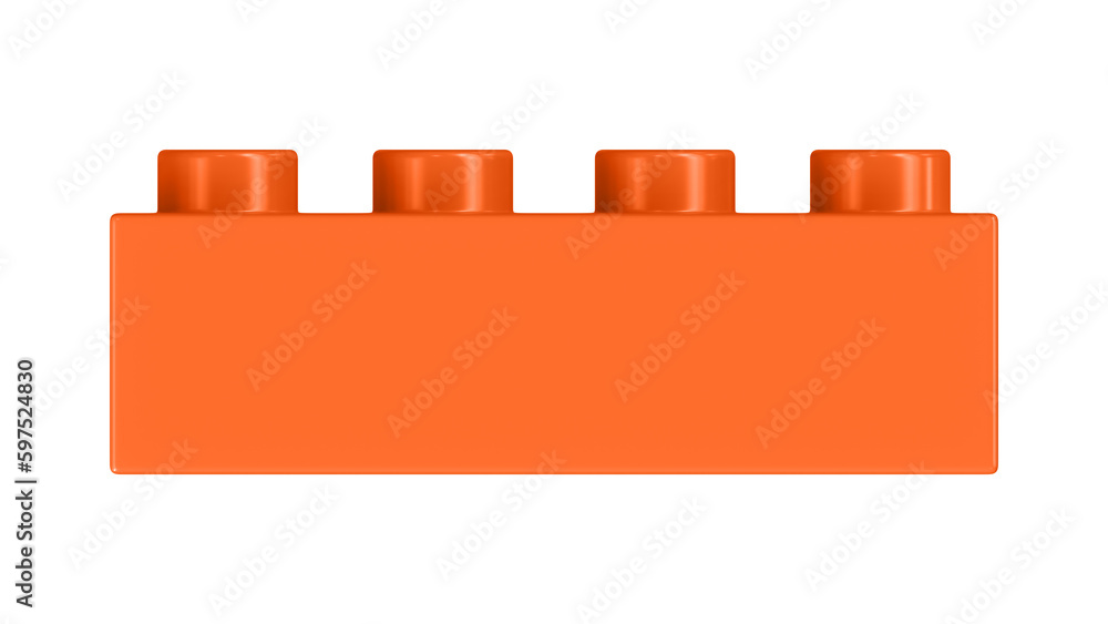 Bright Orange Block Isolated on a White Background. Close Up View of a Plastic Children Game Brick for Constructors, Front View. High Quality 3D Rendering with a Work Path. 8K Ultra HD, 7680x4320 Bright Orange Block Isolated on a White Background. Close Up View of a Plastic Children Game Brick for Constructors, Front View. High Quality 3D Rendering with a Work Path. 8K Ultra HD, 7680x4320