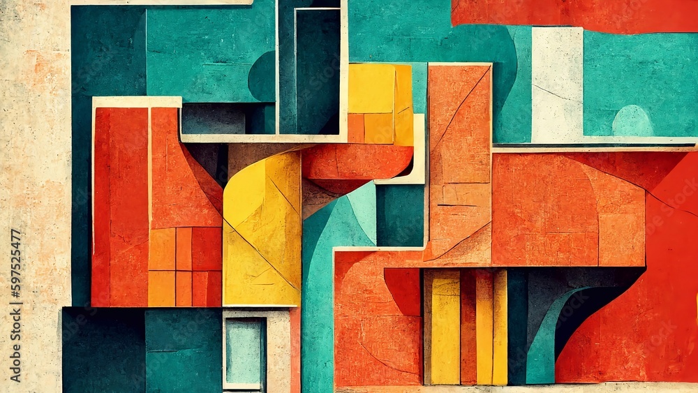 Free use of colors and forms in the artistic direction of cubism Stock ...
