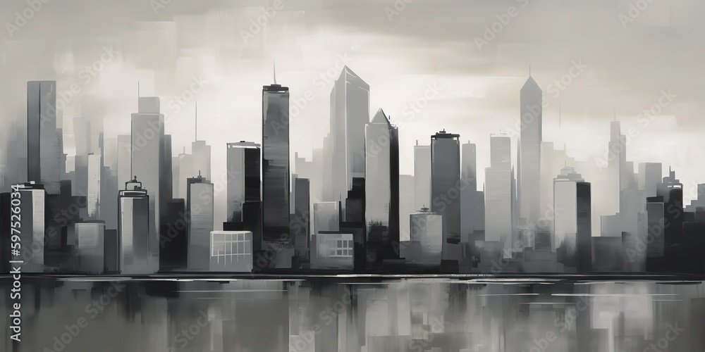 AI Generated. AI Generative. Ink pain pen draw illustration of city urban landscape. Graphic Art