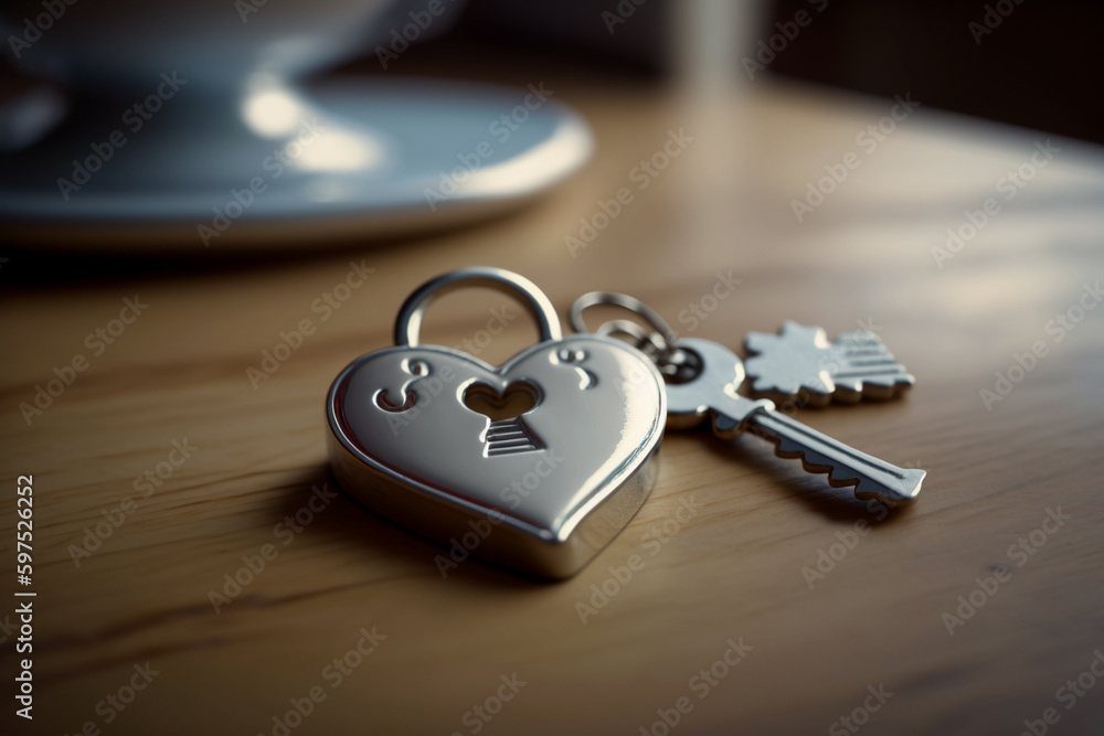 Padlock and heart-shaped key for Mother's Day or Mother's Day, which is a commemorative date that annually honors the maternal family figure and motherhood. Padlock and heart-shaped key for Mother's Day or Mother's Day, which is a commemorative date that annually honors the maternal family figure and motherhood.