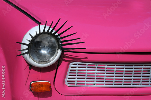 Part of pink customized car