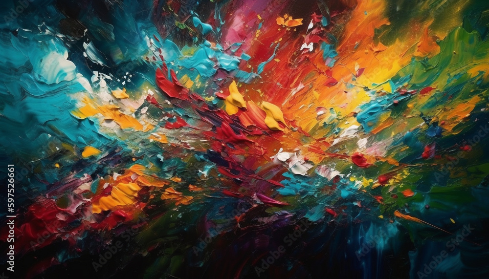 Fototapeta premium Vibrant colors painted image on artists canvas generated by AI