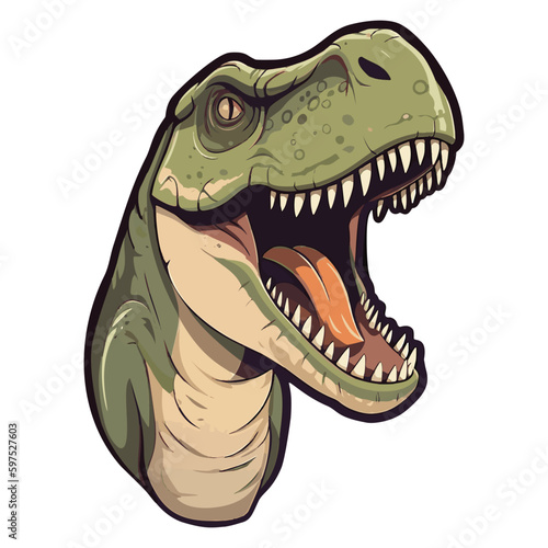 Head of Tyrannosaurus rex roaring, t-shirt design, vector on white background