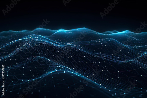 The Wave Technology Space Composed of Dots and Lines. AI technology generated image © onlyyouqj