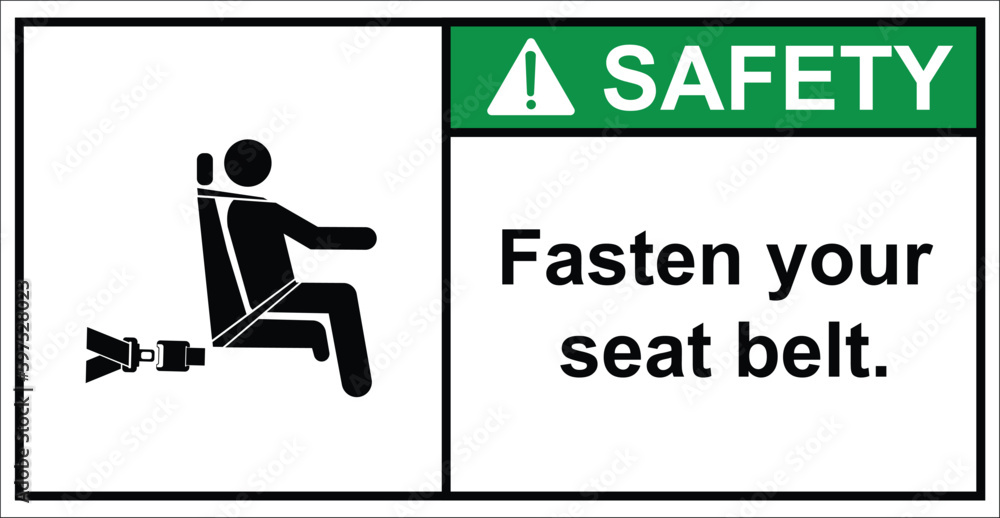 Please fasten your seat belt before the bus departs.label safety.