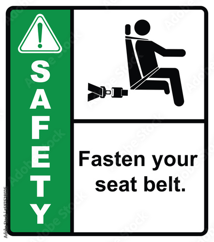 Please fasten your seat belt before the bus departs.label safety.