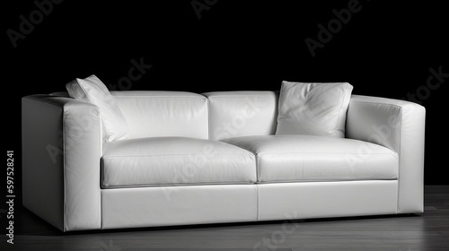 Luxury white leather sofa in the modern living room. Generative AI Technology  © Dniel