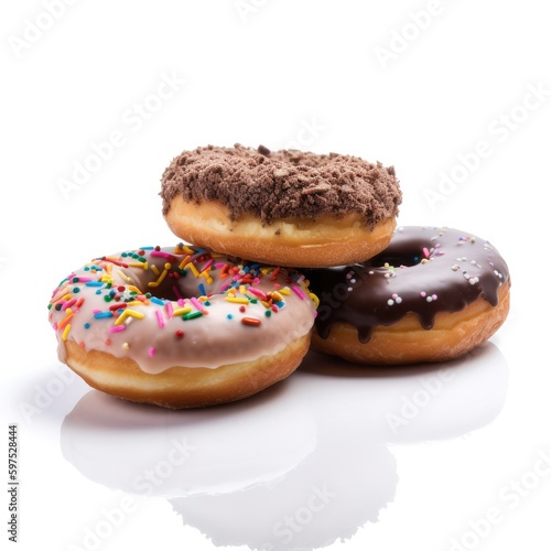 Donuts Isolated on White. Generative AI