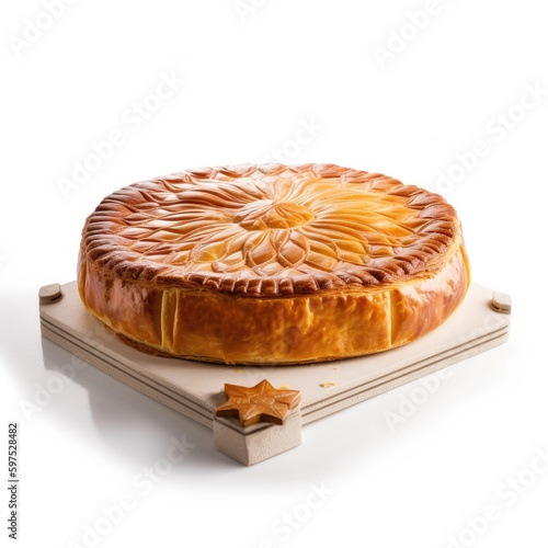 Galette des Rois Isolated on White. Generative AI