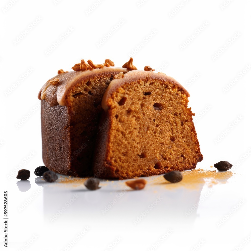 Spice Cake Isolated on White. Generative AI Spice Cake Isolated on White. Generative AI