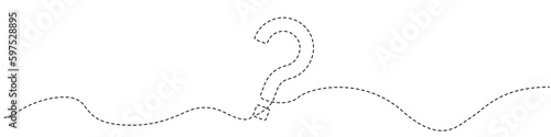 Continuous line drawing of question mark vector. Punctuation mark, end of sentence question vector icon. Linear dashed icon asked vector.