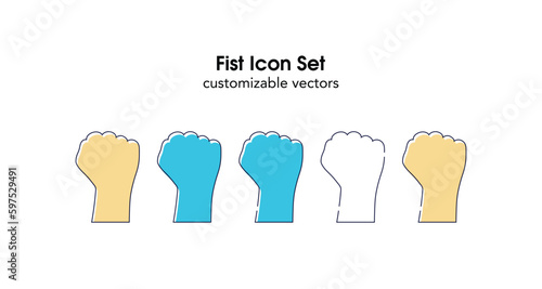 Fist Icon Set Fully Customizable Vectors 