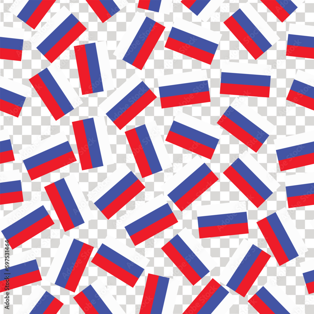 Obraz premium Pattern with flag of Russia. Bright background with flag of Russia. Happy Russia day background. Bright illustration with flag. Vector Illustration.