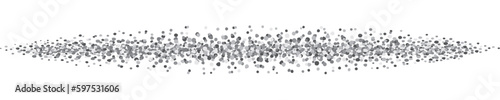 Linear border with small faded dots, gray. A border to use as a divider, made with untidy and irregular gray dots.