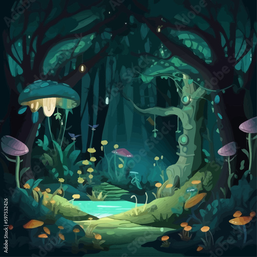 Vector a magical forest