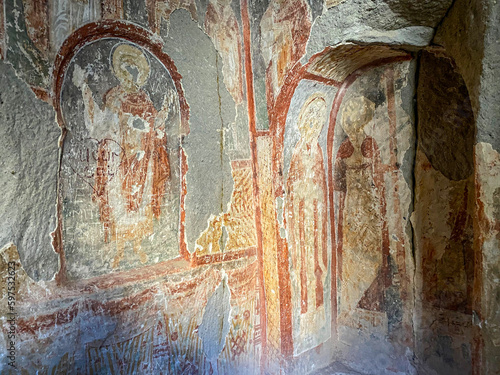 Affresco di una chiesa rupestre scavata nella roccia - La valle di Ihlara - turchia