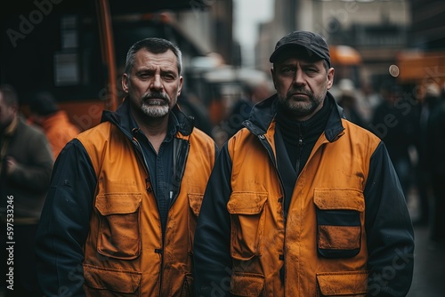 A team of electricians in hard hats