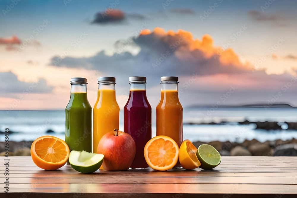 furits juice on the beach, generative ai furits juice on the beach, generative ai