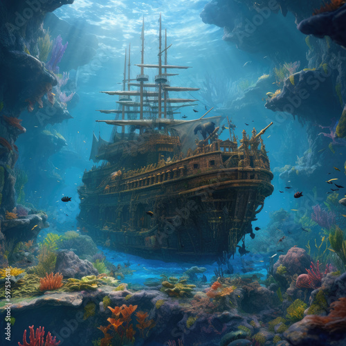 sunken ship underwater  © Cedric