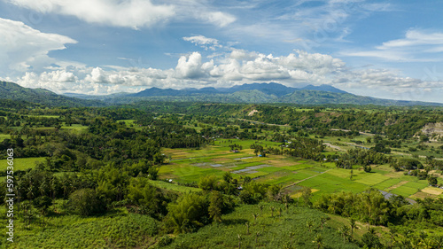 Mountain valley with agricultural land and rice fields. Negros, Philippines © Alex Traveler