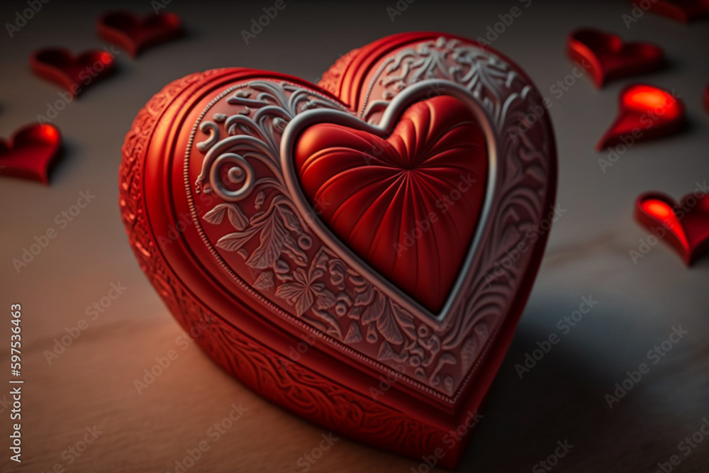 Gift for Mother's Day in the shape of a red heart, which is a commemorative date that annually honors the figure of the mother's family and motherhood. The date of celebration varies by country. Gift for Mother's Day in the shape of a red heart, which is a commemorative date that annually honors the figure of the mother's family and motherhood. The date of celebration varies by country.